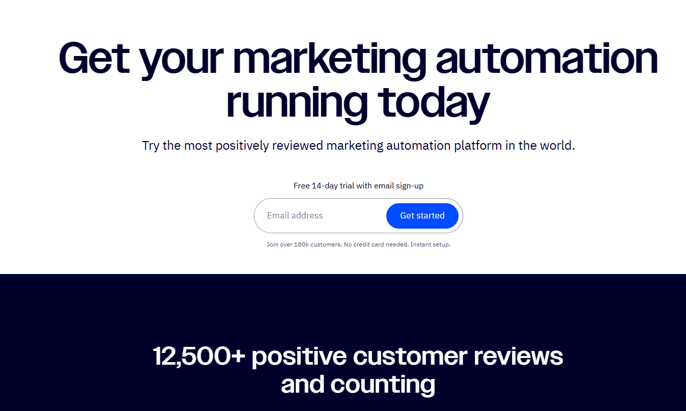 Button prompting readers to sign up for ActiveCampaign’s free trial.